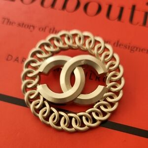 Upcycled Gold Interlocking CC Brooch